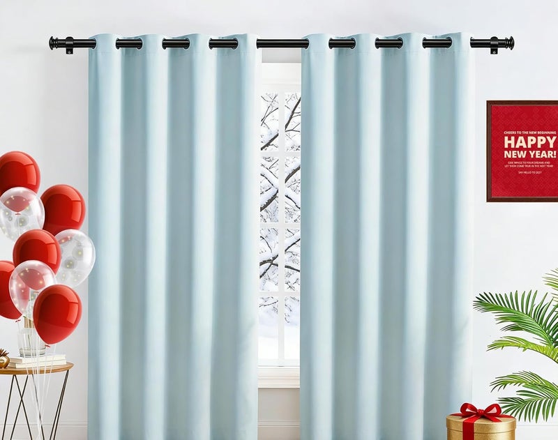 TONIAL Curtain Rod 32 to 58 Inch(2.6-4.8ft), Telescoping Splicing 3/4 Drapery Rods for Windows 20 to 53 Inch(1.7-4.4ft), Decorative Single Rod with Small Cap Finial, Black - Image 2